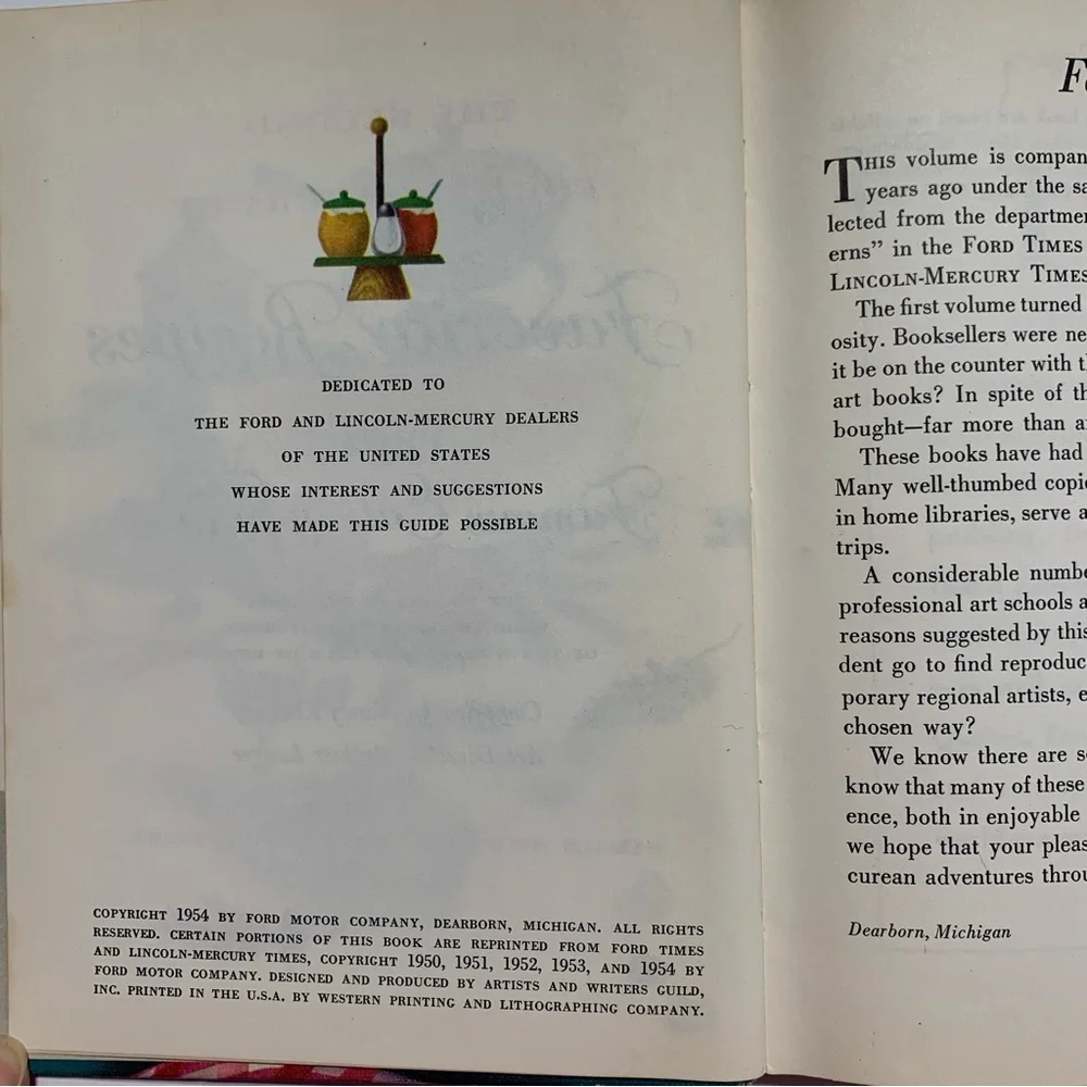 1954 The 2nd Ford Treasury of Favorite Recipes from Famous Eating Places Book